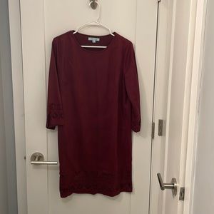 Maroon suede dress, size large, brand she + sky